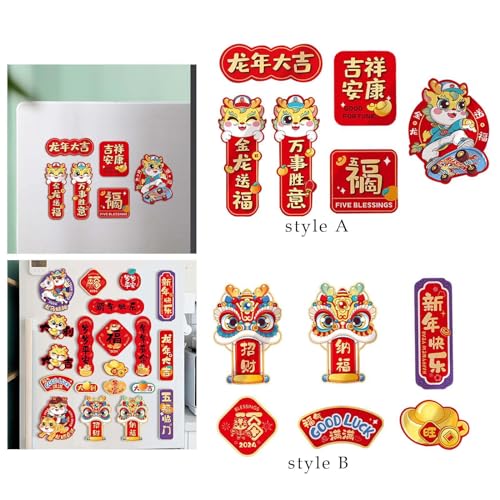 CALANDIS® 6 Pieces Chinese New Year Refrigerator Magnets 3D for Spring Festival Office Style A | 6Pieces Fridge Magnet