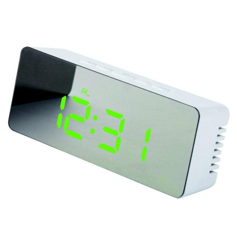 smile world Plastic Rectangle Mirror Finish Digital Clock with Dual Power Option (Black)