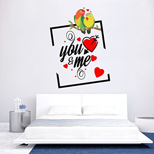 Valentine You and Me with Bird Self Adhesive VinylWaterproof Decorative Wall Stickers for Hall, Bedroom, Kitchen and Furniture