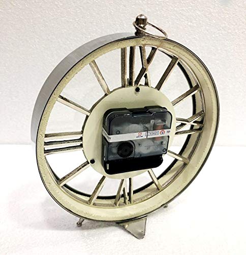 Nautical Art Antique Maritime Nautical Style Shiny Silver Desk Analog Roman Clock Office Desk Decor