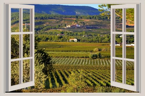 JVERF - JZZA28538 Spain Fields| Self-Adhesive Open Window Wall Sticker