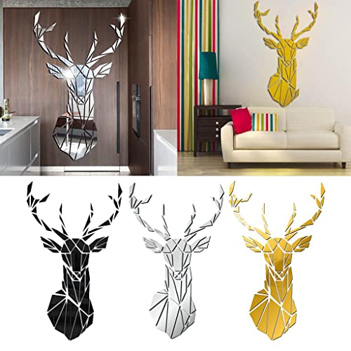 TOG Mirror Deer Head Acrylic Wall Sticker Decal Removable 3D Home Decors Black|Home & Garden | Home Decor | Decals, Stickers & Vinyl Art