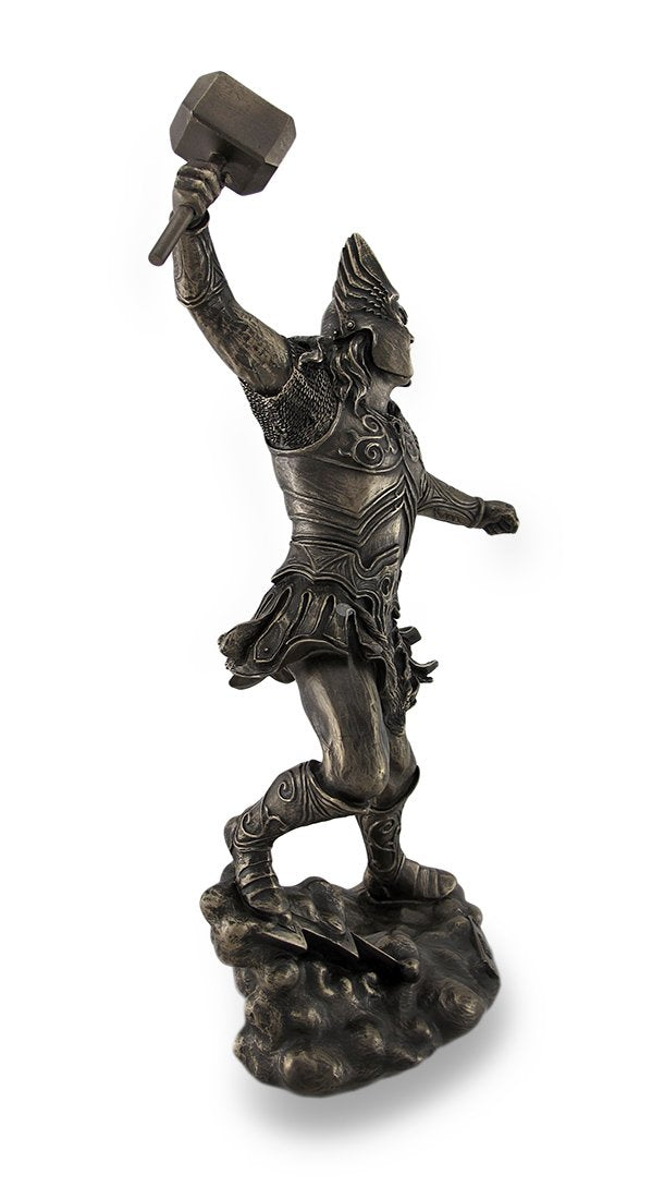 Veronese Design Thor, Norse God of Thunder, Wielding Hammer Sculptured Bronzed Statue