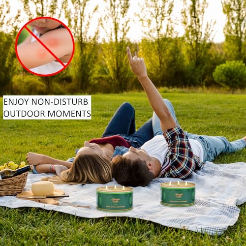 Citronella Candles Outdoor,3 Wick Large Citronella Candle for Patio, 2 Pack Soy Wax Lemongrass Candles, Scented Candles for Indoor Outdoor Garden Backyard Camping Summer Vocation