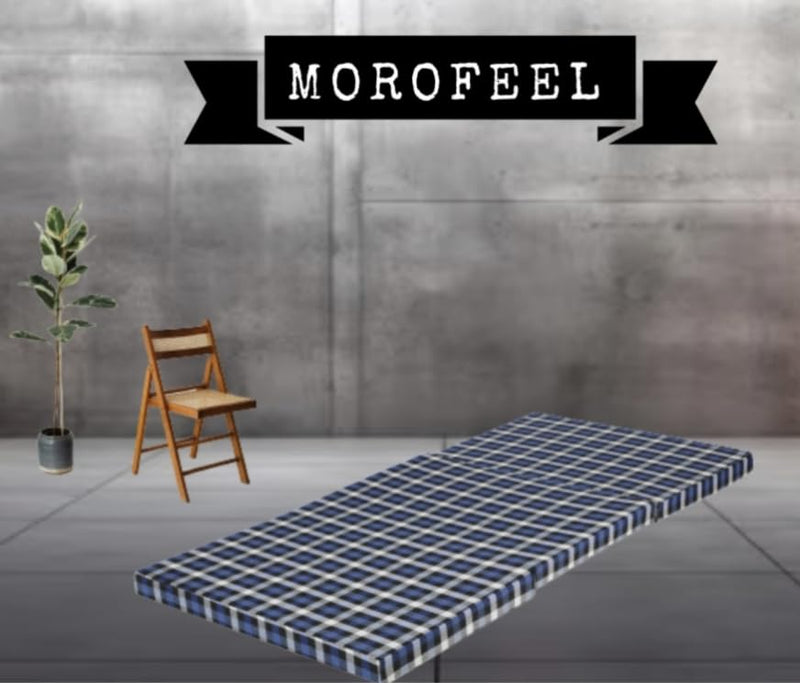 MOROFEEL 3 Inch Dual Comfort Reversible Foldable UHD Foam Single Bed Mattress 3 Fold Blue & White