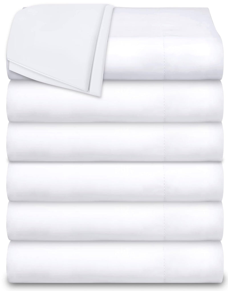 Twin Size Flat Sheets, Cotton/Poly, 66x104 in,White, by White Classic