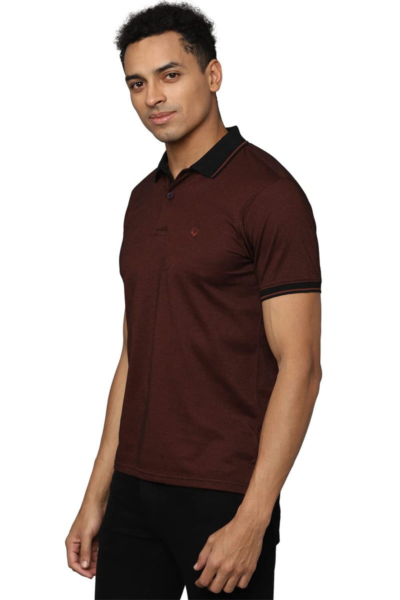 Allen Solly Men's Solid Regular Fit Polo Shirt (ASKPNRGFL33551_Brown