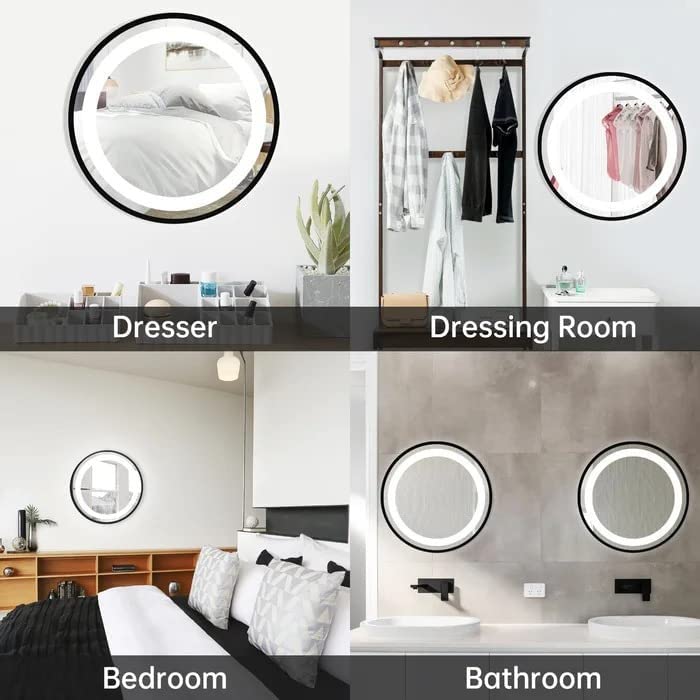 SmileSellers Led Mirror with Alloy Material Frame Round Glass Designed with 3 Light | Touch Sensor LED Mirror (24x24)