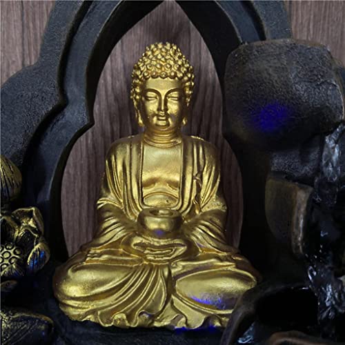 CALANDIS® Thai Buddha Table Water Fountain Resin Indoor Fengshui Meditation Relaxing