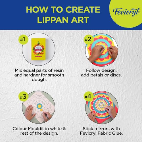 Fevicryl Lippan Art Kit: Complete DIY Set, Includes Wooden Boards, Acrylic Paints, Mirror Packets, Brushes, OHP Sheets, Mouldit, and Glue! Ideal for hobbyists, Boys, Girls Above 14+