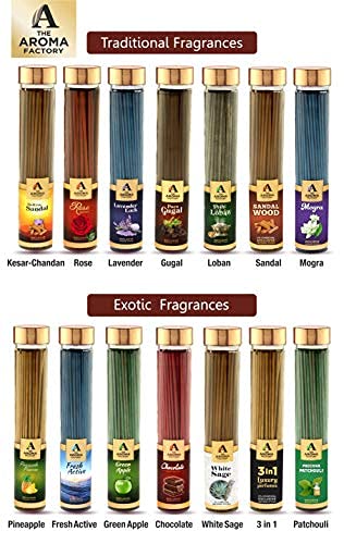 The Aroma Factory Rose,Saffron Sandal & Fresh Active Agarbatti for Pooja,Luxury Incense Sticks,100% Herbal Fragrance Agarbathi (Bottle Pack of 3x100g)