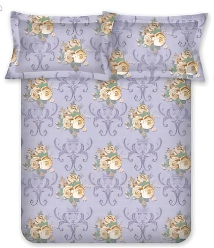 Bombay Dyeing Singe Bedsheet Cotton 104 TC, Single Size: 140 x 224 cm with 1 Pillow Covers, Dream Lover AW24 05