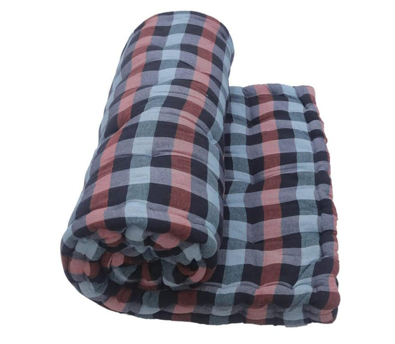 CHILLI BILLI 5 Inch Gadda Medium Soft Cotton Gingham Plaid Checkered Multicolour Mattress (Pack of 1)