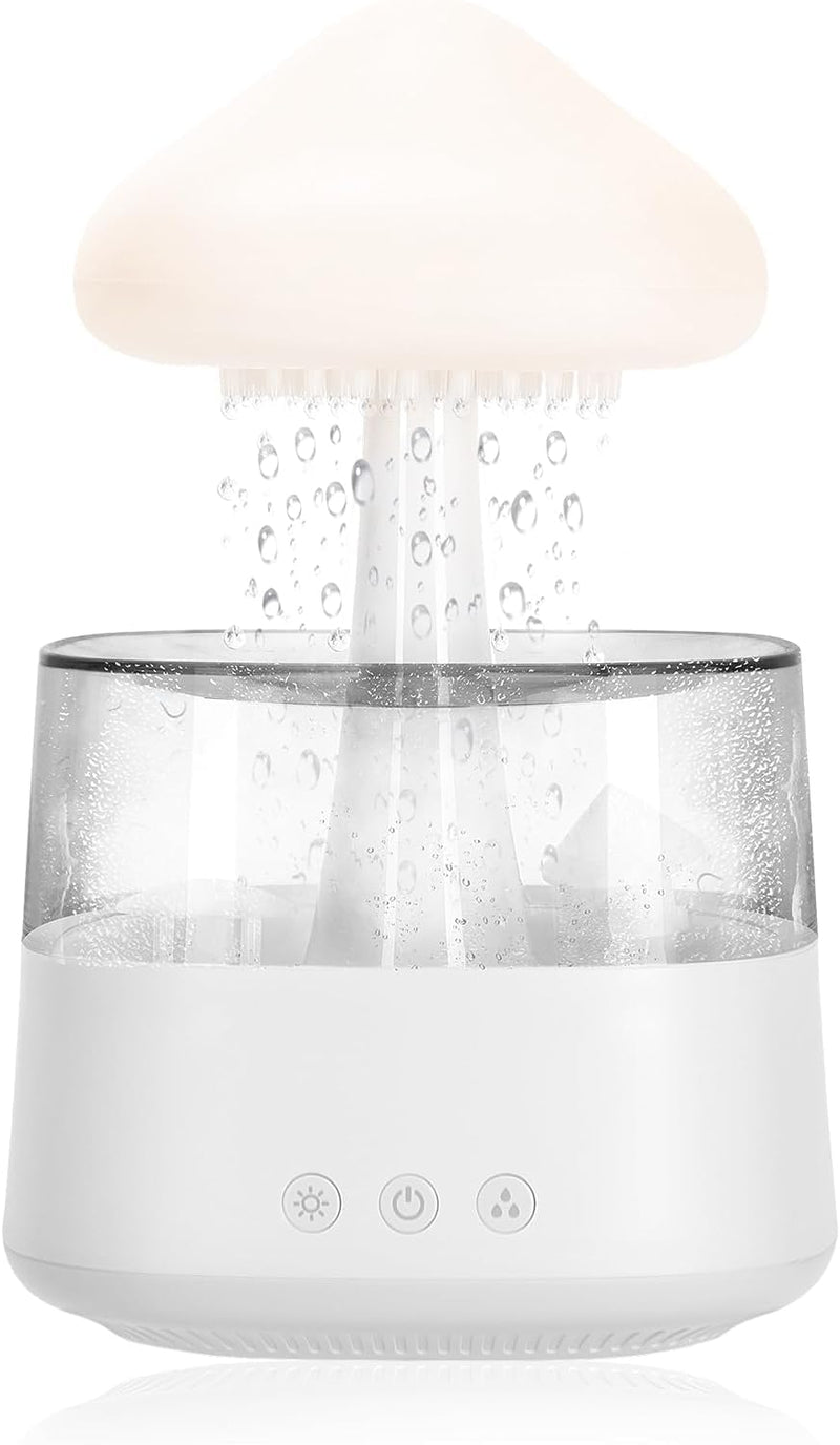 The Artment Your Artistic Apartment Nimbus Rain Cloud Humidifier | Essential Oil Diffuser Humidifier Desk Fountain Bedside Sleeping Relaxing Mood Water Drop Sound - White (Pack of 1)