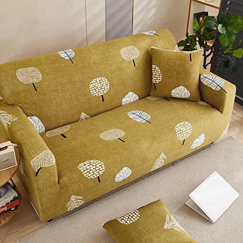 House of Quirk Universal Triple Seater Sofa Cover Big Elasticity Cover for Couch Flexible 140 GSM Sofa Slipcover (Mustard Flower, 185-230cm)