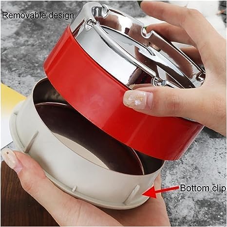 AFFODYL - Stainless Steel & Plastic Base Portable Ashtray Spinning Lid Modern Tabletop Ashtray With Non Slip Stronger Base for Home Office Indoor or Outdoor for Men & Women (Multi)(pack of 1)