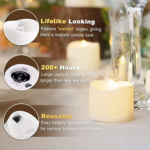 The Decor Affair 48-Pack Battery Tea Lights Bulk, Long-Lasting Tea Lights Battery Operated, Flameless Flickering Romantic Wedding Candles for Wedding Proposal Anniversary Holiday Decoration.