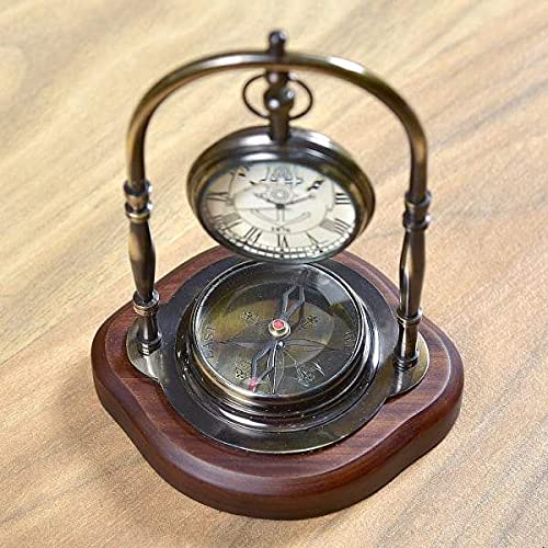 Vintage collection Brass Table Clock with Compass Clock.012