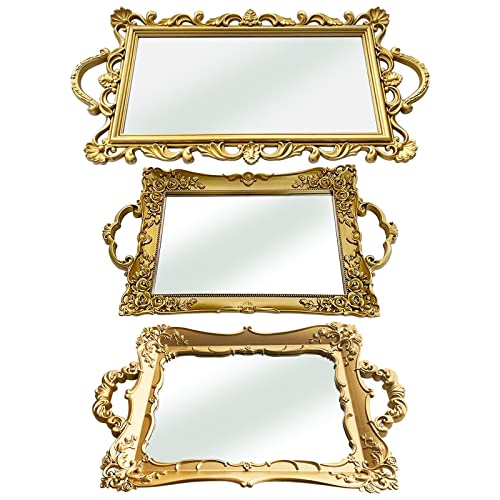 CALANDIS Luxury Mirror Tray Display Tray Tea Tray for Wedding Party Decor L