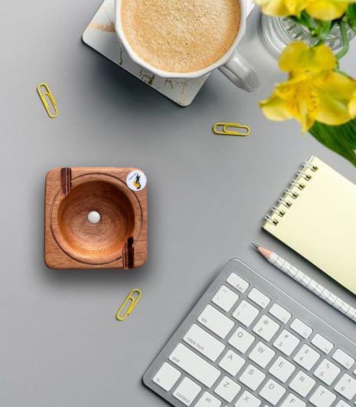 OAK LORES Handcrafted Wooden Ashtray - Square Design, Solid Wood, 3.5 inches x 3.5 inches - Elegant Home Decor & Gift Item
