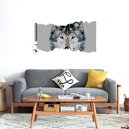 GADGETS WRAP Printed Wall Decal Sticker Scratched Paper Style Wall Decal (90cm x 50cm) - Wolf Art