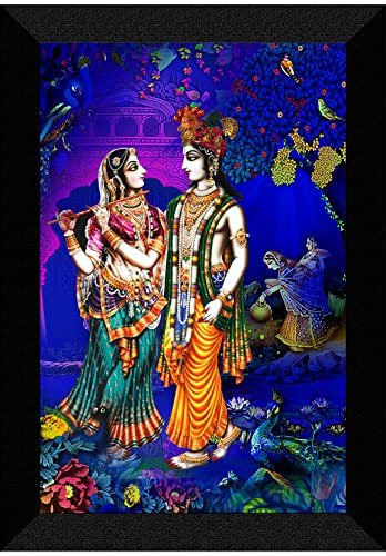 SAF paintings Pack of 1 Radha krishna religious modern art wall painting with framed for living room 11 inch x 14 inch CANFM31410