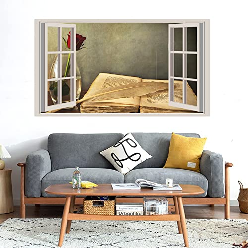 GADGETS WRAP Printed Wall Decal Sticker Fake Window Style Decal (90cm x 50cm) - Oldage Book