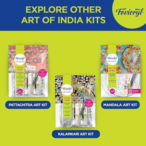 Fevicryl Lippan Art Kit: Complete DIY Set, Includes Wooden Boards, Acrylic Paints, Mirror Packets, Brushes, OHP Sheets, Mouldit, and Glue! Ideal for hobbyists, Boys, Girls Above 14+