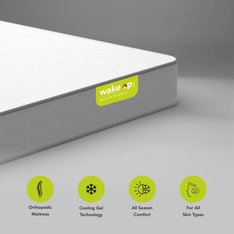 wakeup INDIA SpineAlign Tech Orthopedic Memory Foam Mattress | 10 Years Warranty | Single Bed Medium Firm Mattresses | Memory Foam 5 inch Mattresses (Single Size-72x30x5 inches, White)