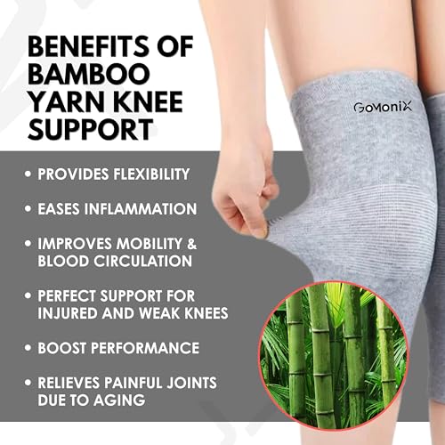 GoMoniX™ Bamboo Knee Sleeves - Premium Bamboo Compression Knee Sleeves | Knee Support for Women with Durable Bamboo Fabric | Enhanced Comfort & Support for Sports, Arthritis, and Recovery | XL [58 - 66 CM]