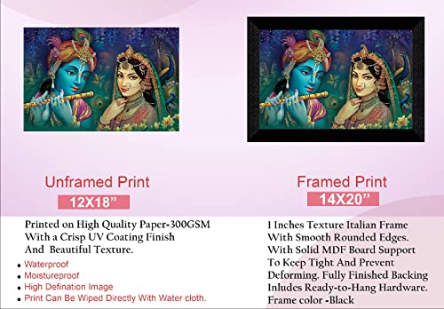 SAF Pack of 1 Radha krishna religious modern art wall painting with framed for living room 11 inch x 14 inch CANFM31373