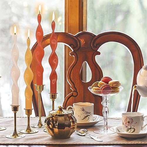 Spiral Taper Candle Long Candlesticks 10 INCH Orange Candlestick Twisted Candles Unscented Candle for Home Décor Weddings Festive Seasons Holiday