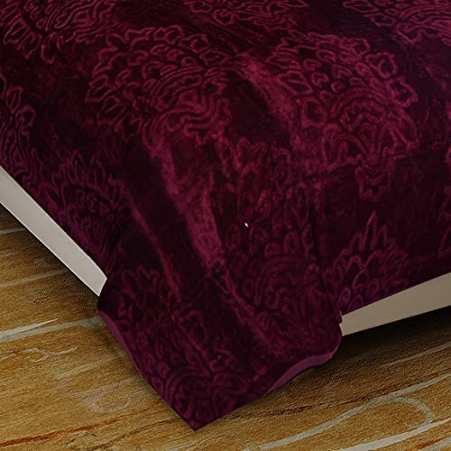 SK STORE Single Bed Blanket Mink Blanket for Heavy Winter Ac Solid Single Bed Blanket Super Soft Light Winter Blanket (Wine, Single Bed)