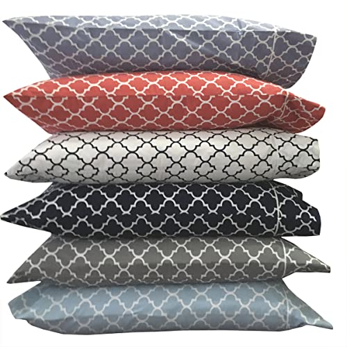 Full, Gray : Meridian Gray and White Brushed Percale Cotton Sheets, 4pc Full Bed Sheet Set 100-Percent Cotton, Superior Percale Weave, Crispy Soft, Deep Pocket, Modern Reactive Print