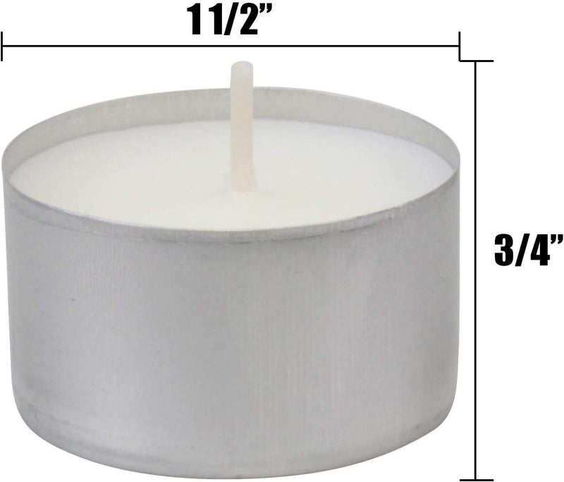 Coku Long Burning 6-7 Hour Unscented Tea Light Candles, White, Bulk 100 Pack