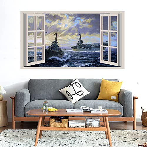 GADGETS WRAP Printed Wall Decal Sticker Fake Window Style Decal (90cm x 50cm) - Sea Painting