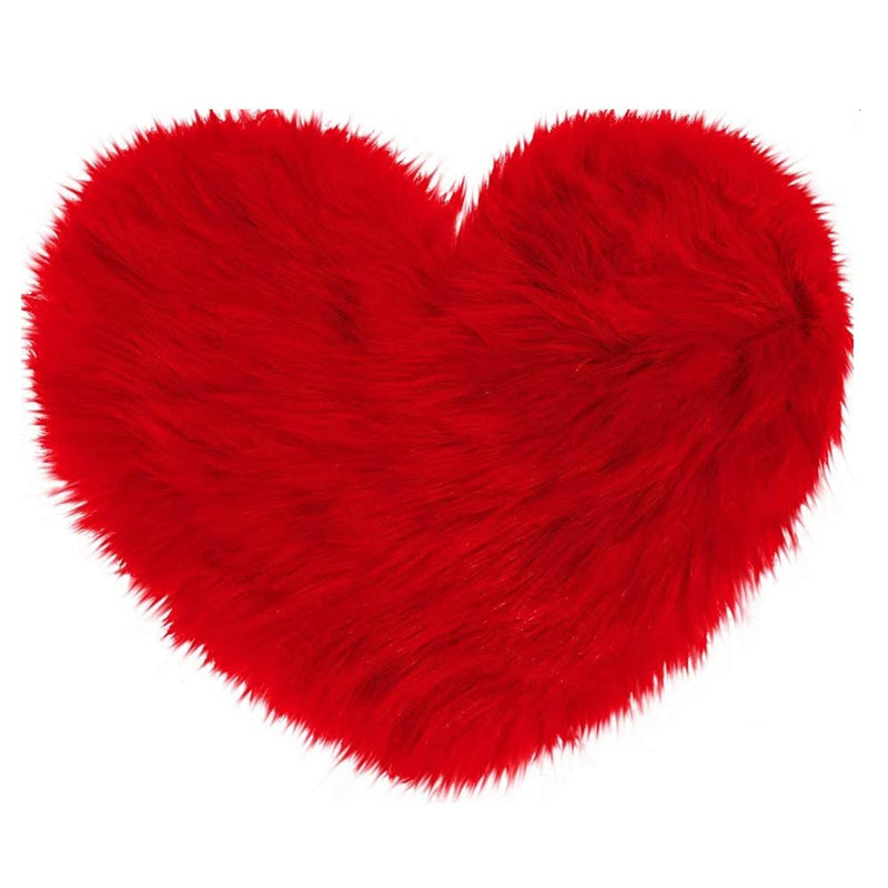 MEZON Heart Faux Fur Mat Soft Long Hair Kids Room Baby Photography Blanket Home Entrance Doormat Sofa Decorate Fluffy � 40x50 cm (Red)