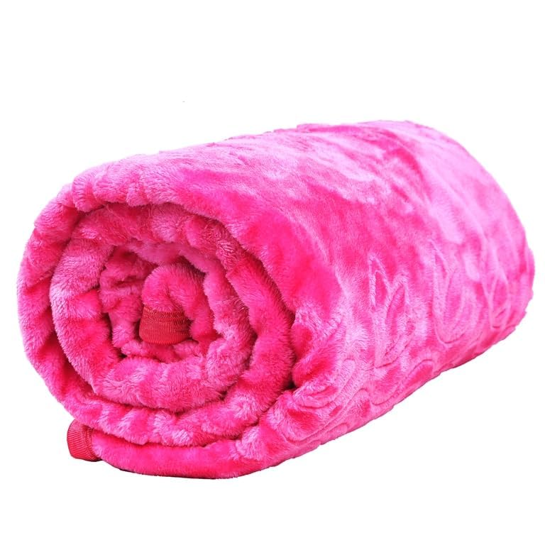 HOMYFINE 500 TC Winter Mink Blanket | Floral Super Soft Warm Lightweight Mink Double Bed Ac Bed Blankets for Winter Kambal (Pink, Double Bed)