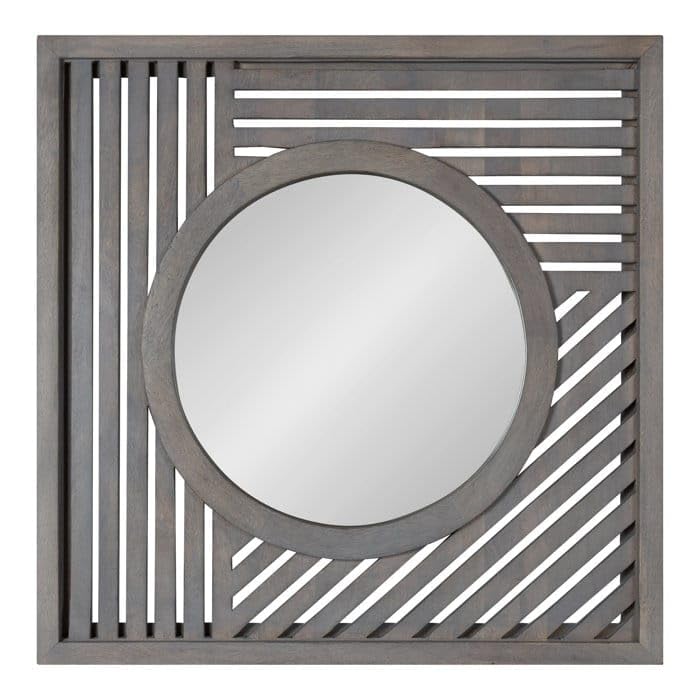 Adeez Gallery Wooden Wall Mirror Frame Size (30x30) Inch Only Frame with Out Mirror Colour Grey