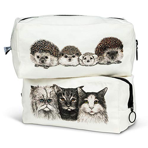 Abbott Collection 56-BONVOY-CN-12 Hedgehog Family Sq Pouch-4.5x9 L, White/Black