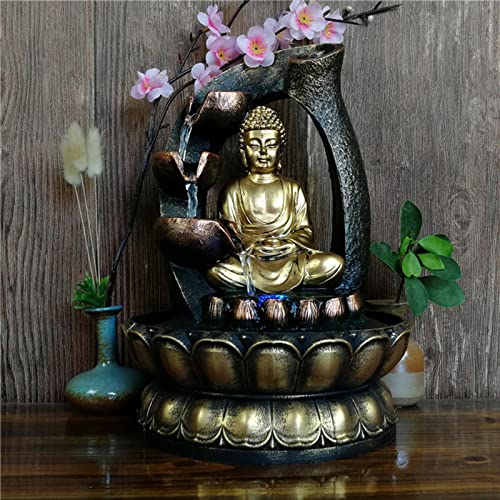 ATORSE® Buddha Tabletop Water Fountain for Home Office Decor Led Light