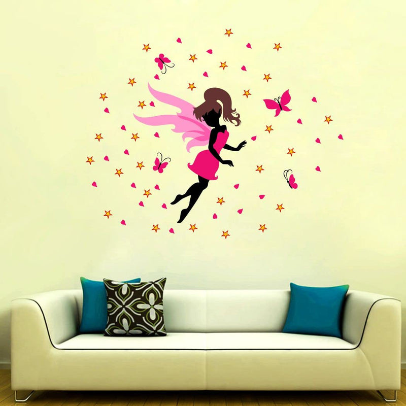 Delight Art Star with Angel and Butterfly Wall Sticker Size - ( 94*77 ) cm Model id - ( DAMC00340L )