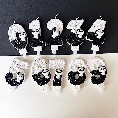 Black Number 9 Candle,Panda Birthday Cake Candles for Kid Adult Number Birthday Candles Party Supplies