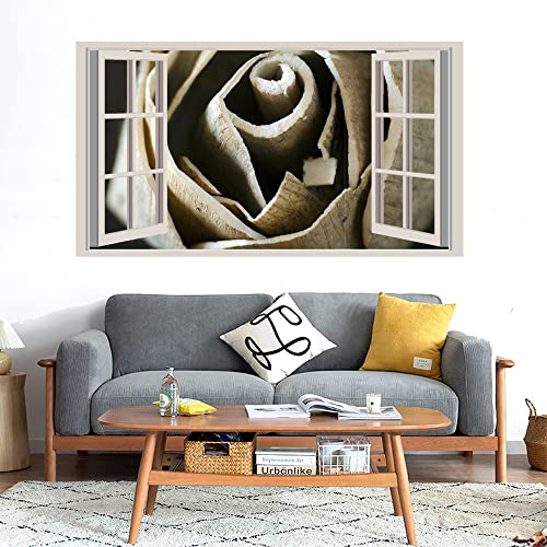 GADGETS WRAP Printed Wall Decal Sticker Fake Window Style Decal (90cm x 50cm) - Wooden Rose