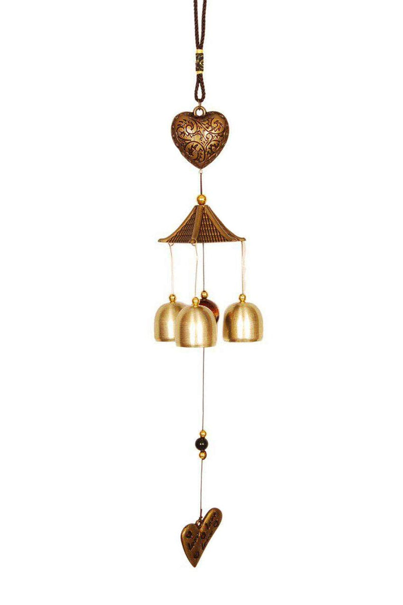 Crafts Collection Store Wooden and Alloy Wind Chime, Gold for Birthday Gift, Home Decor & Living Room