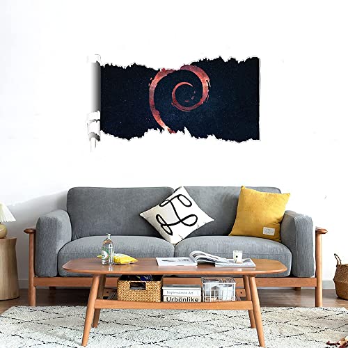 GADGETS WRAP Printed Wall Decal Sticker Scratched Paper Style Wall Decal (90cm x 50cm) - Debian Nebula