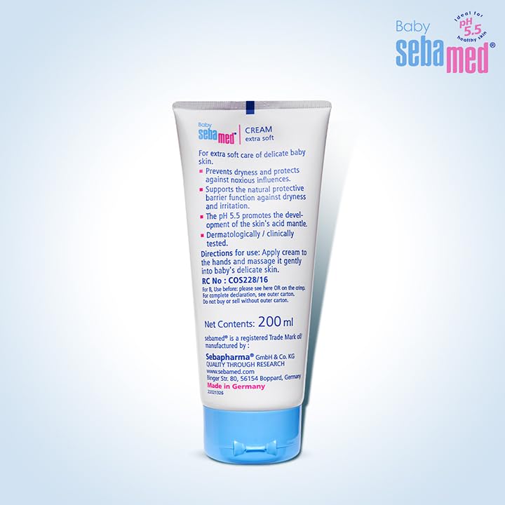 Sebamed Baby Cream Extra Soft 200m|Ph 5.5| Panthenol and Jojoba Oil|Clinically tested| ECARF Approved