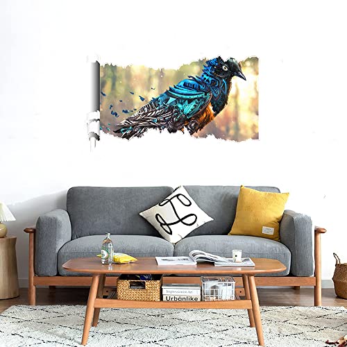 GADGETS WRAP Printed Wall Decal Sticker Scratched Paper Style Wall Decal (90cm x 50cm) - Robot Bird Fantasy