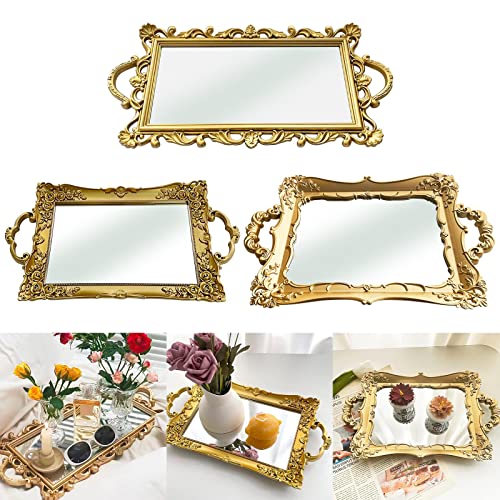 CALANDIS Luxury Mirror Tray Display Tray Tea Tray for Wedding Party Decor L