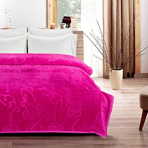 DEILYVERY Ultra Soft Embossed Korean Mink Single Bed Blanket for Winter (Pink, 60 x 90 Inches)